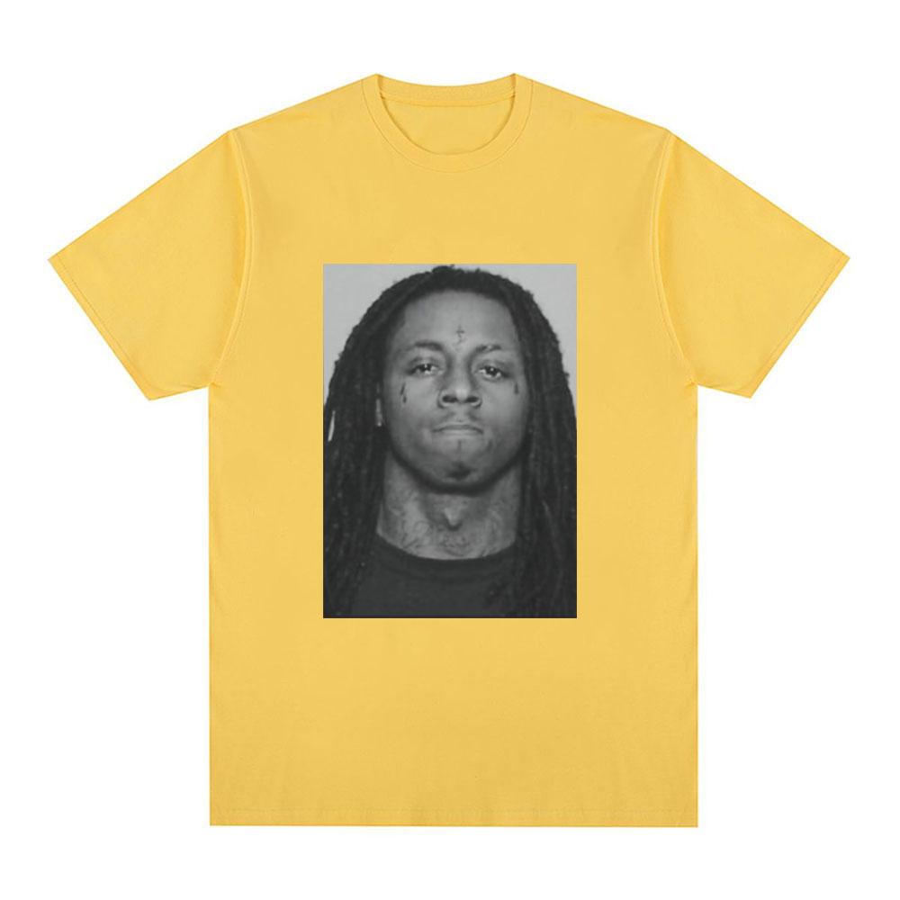 Rapper Lil Wayne Mugshot Graphic T-shirt 100% Cotton Comfort Loose T Shirt Men Hip Hop Vintage Short Sleeve Oversized T-shirts