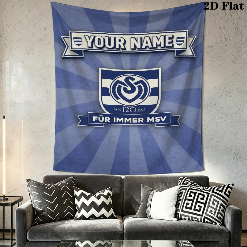 Benutzerdefinierter Name MSV Duisburg Wandteppich Ästhetisches Wandbehang Gedruckte Stoffdecke Dekorative Wandteppiche für Schlafzimmer Wohnzimmer Heimdekoration