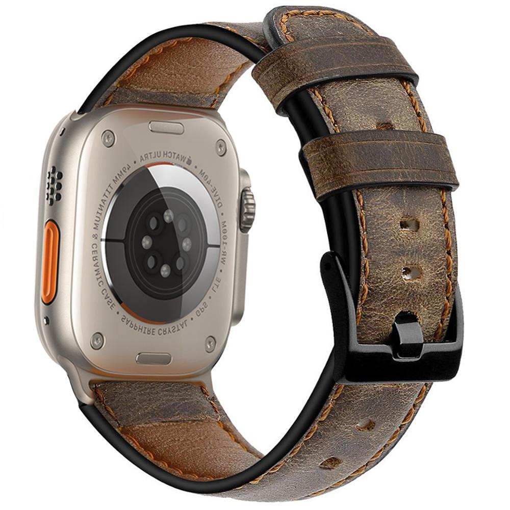 Retro-Rindslederarmband für Apple Watch Band 44mm 40mm 45mm 41mm 49mm 46mm correa bracelet iWatch Serie 3 4 se 6 7 8 ultra2 10