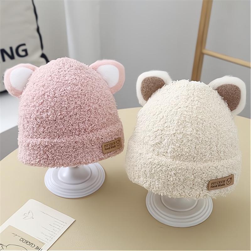 Baby Boy Beanie Protect Neck Bear Windproof Winter Child Cartoon Hat Knitted Warm Kids Girls Earflap Caps