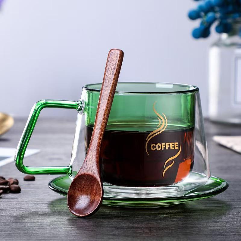 Kaffeetasse aus Borosilikatglas mit hohem Wert, Wärmeisolierung, doppelwandiges Glas, kreativ, transparent, Hochtemperatur-Wasserglas, Hitzebeständigkeit
