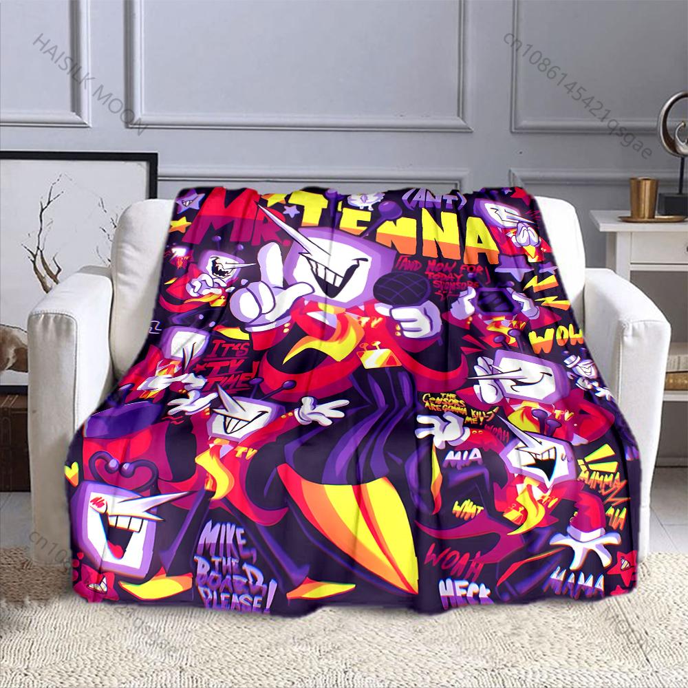 1PC TV Time Man Cartoon Print Blanket Warm Soft and Comfortable Home Travel Blanket Sofa Bedding Camping RV Blanket