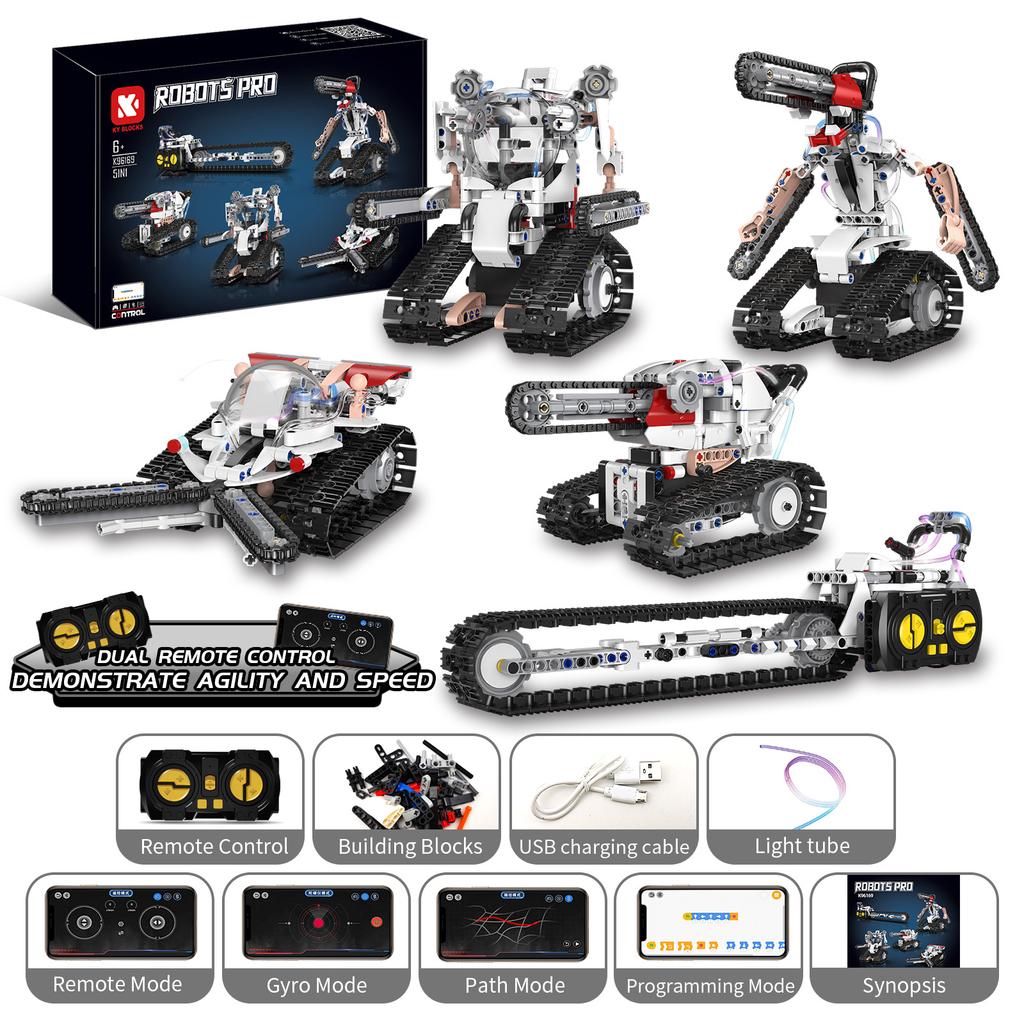 Moc 429Pcs 5 In 1 Creative Rc Electric Saw Robot Model Assembly Diy Building Blocks Children'S Puzzle Toys Birthday Gift
