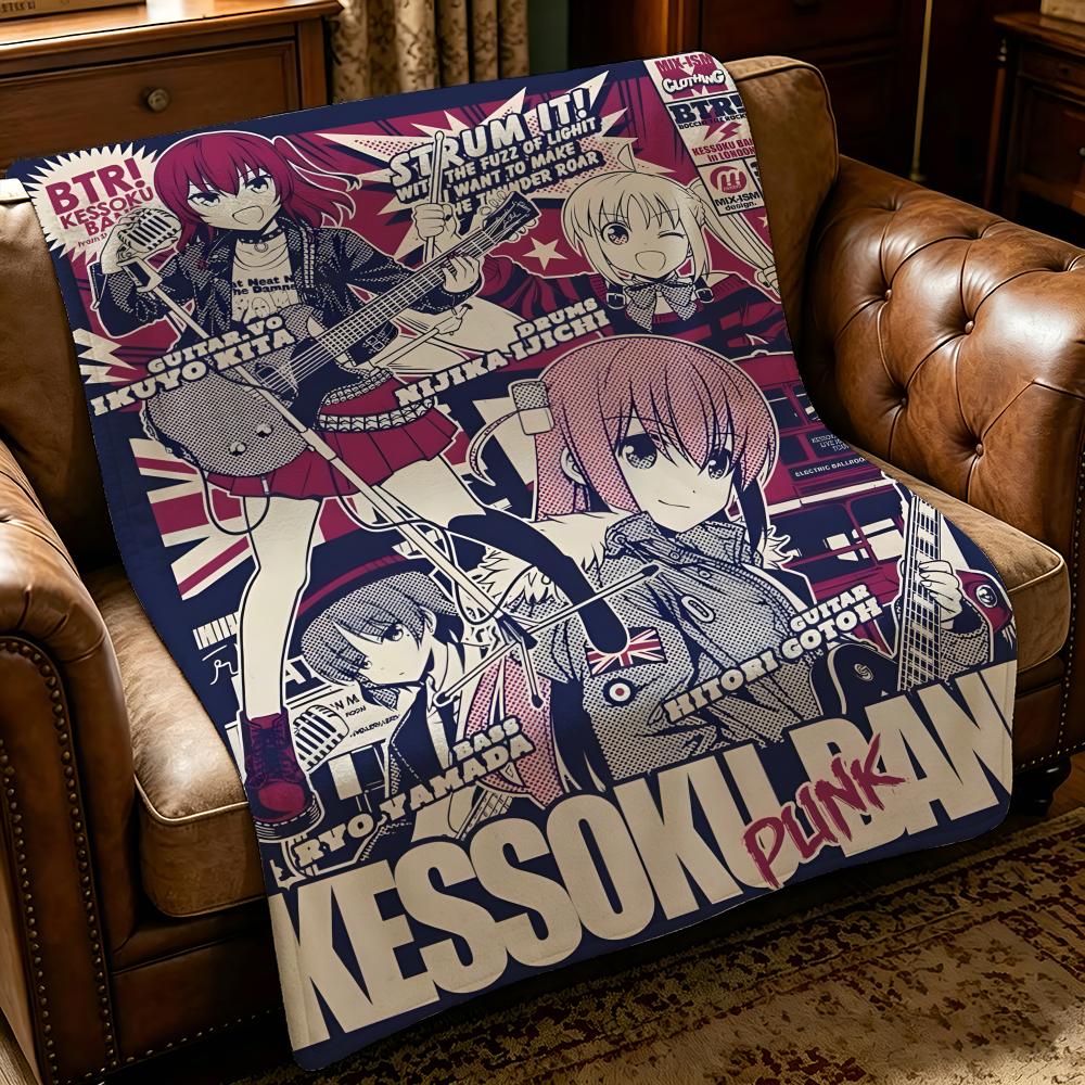 anime B-Bocchi the Rock-k Throw Thick Comfort Flannel Quilt, Multi-scene Use Indoor Outdoor Daily Nap