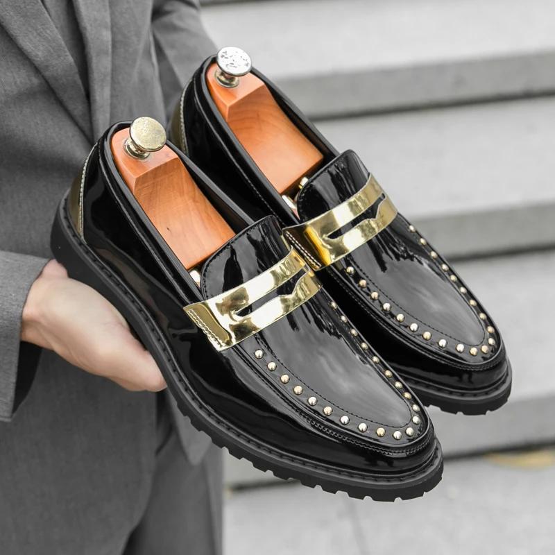 Fashion 2025 Graceful Men Business Dress Shoes Leather Loafers Retro Formal Oxfords Men Wedding Party Shoes Men Moccasins Zapatos Hombre