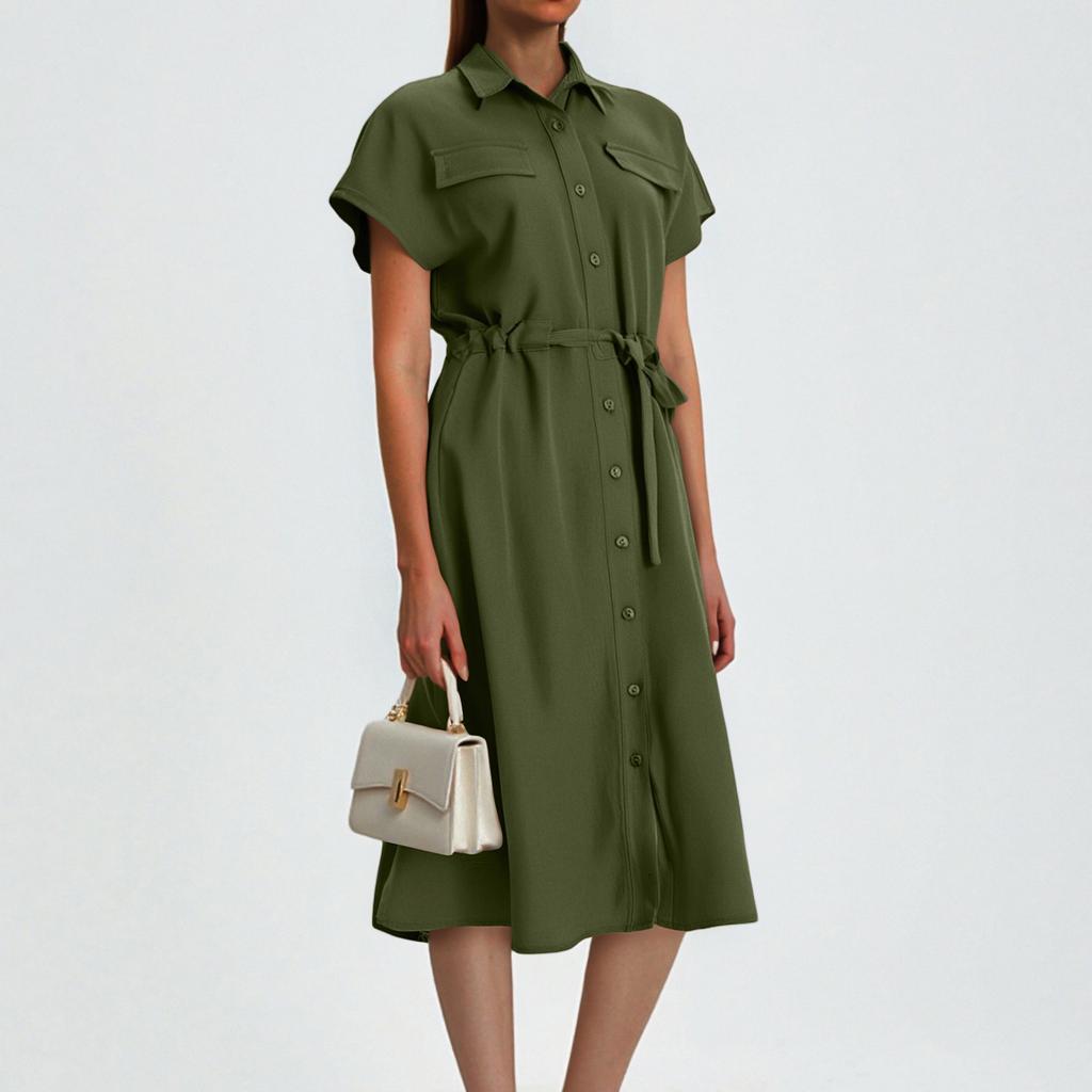 Women's Fashion Casual Cardigan Lapel Tunic Dresses