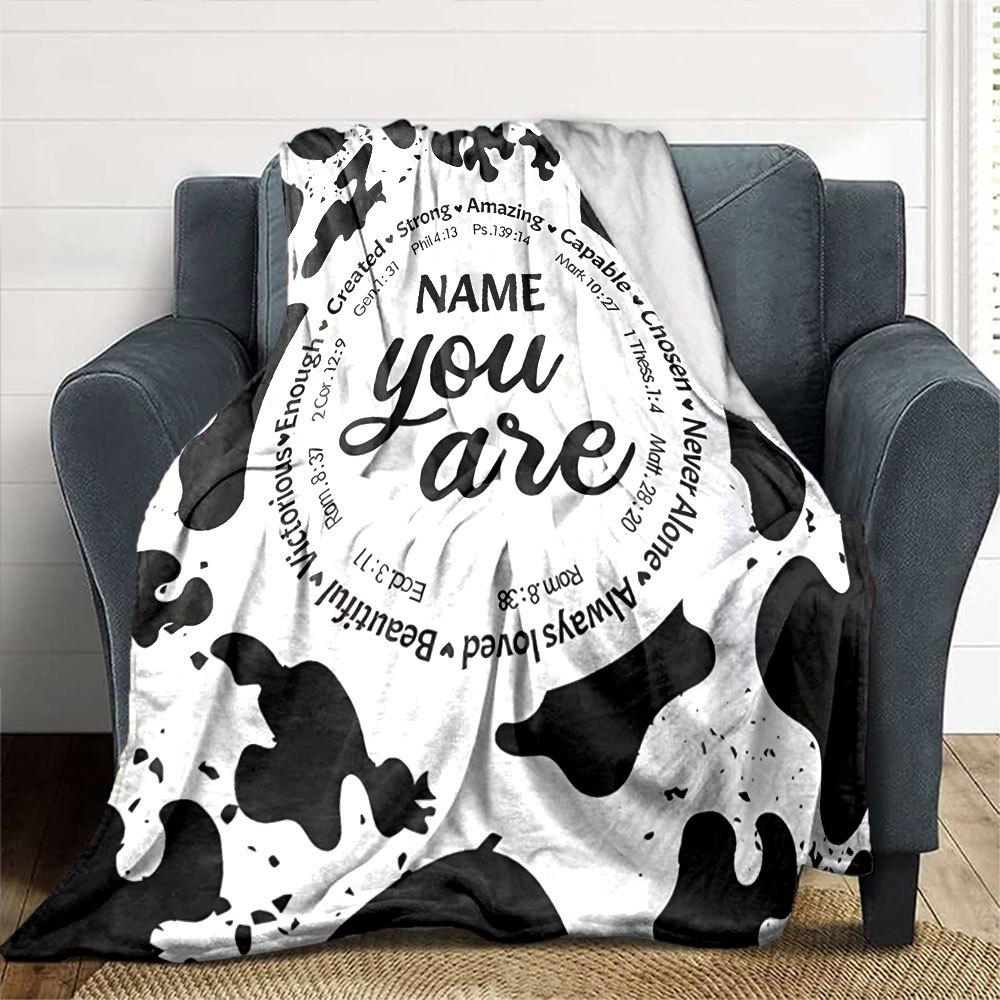 Cow Print Home Customize Your Name Blankets Soft Cozy And Lightweight For Yearround Use Perfect For Picnics Sofa Relaxation Office Warmth Bedding