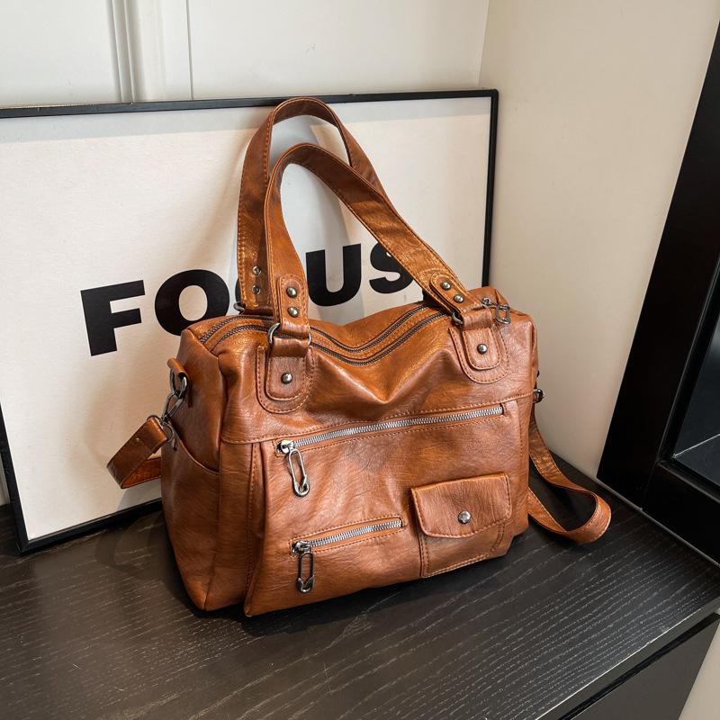 Shoulder Bag Women's Versatile Retro Multi-layer Bag Large Capacity Women's Bag Large Commuter Messenger Bag