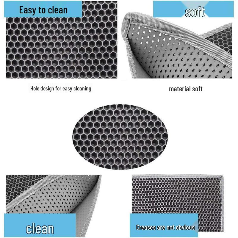 EVA Double-Layer Cat Litter Mat - Anti-Tracking, Waterproof, Non-Slip, High-Efficiency Filter.