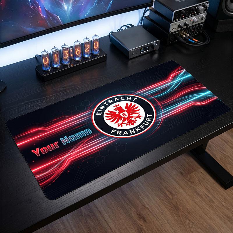 Eintracht Frankfurt Individuelles Großes Mauspade, Personalisierter Name Textdruck, Fußball Logo Rutschfeste Schreibtischmatte Gaming Geschenk