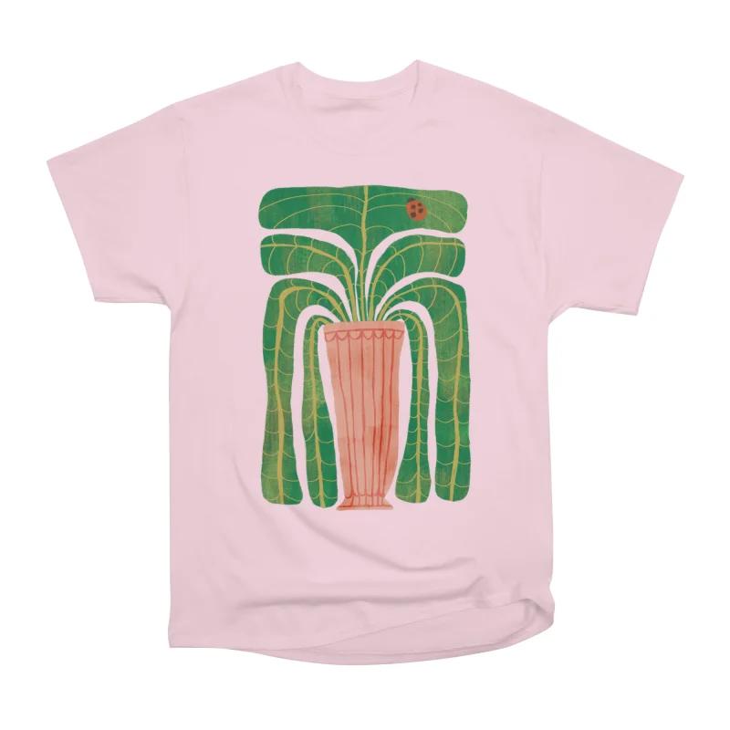 

Men Casual Shirts Short Sleeves POTTED PLANT WITH A LADYBUG Pink Tees Oversized T-shirts S розовый