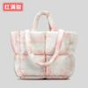 New Down Bag Cotton Clothes Handbag Women's Soft Checkered Filled Cotton Shoulder Bag Fashionable and Simple Tote Bag