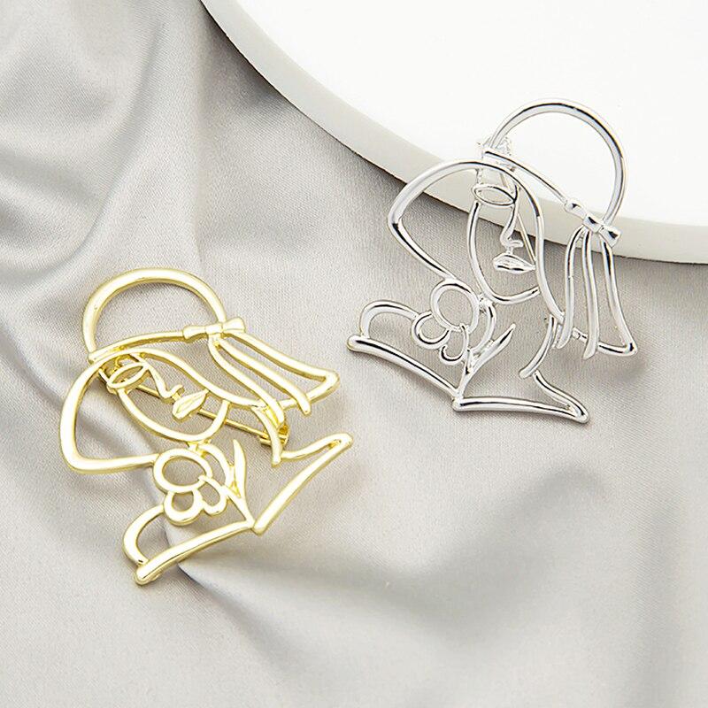 Blucome Vintage Beauty Avatar Shape Brooch Women's Brooch for Coat Suit Hijab Laple Pins Christmas Gift