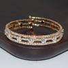 Factory  Bridal 3-Layer Pearl Rhinestone Zircon Winding Open-Ended Bracelet Gold and Silver Color for Women