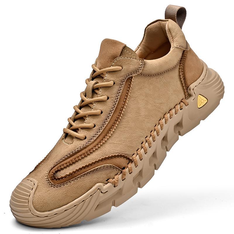 

Four Seasons Men s Fashion Solid Color Platform Shoes Large Size Low Help Casual Shoes Retro Trend Tooling Shoes 38 коричневый