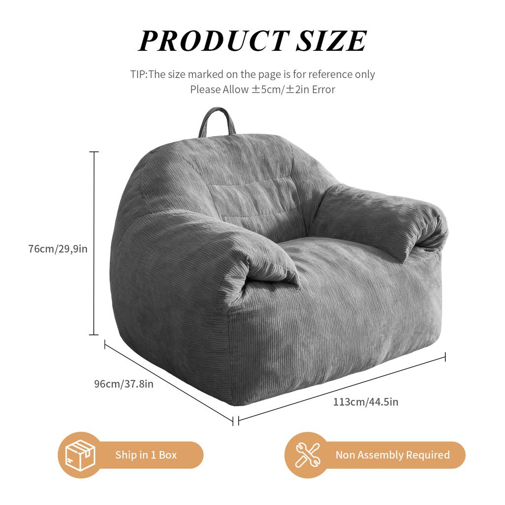 Oversized Cloud-Like Bean Bag Chair with Integrated Top Handle for Effortless Mobility and Cozy Living Space Integration