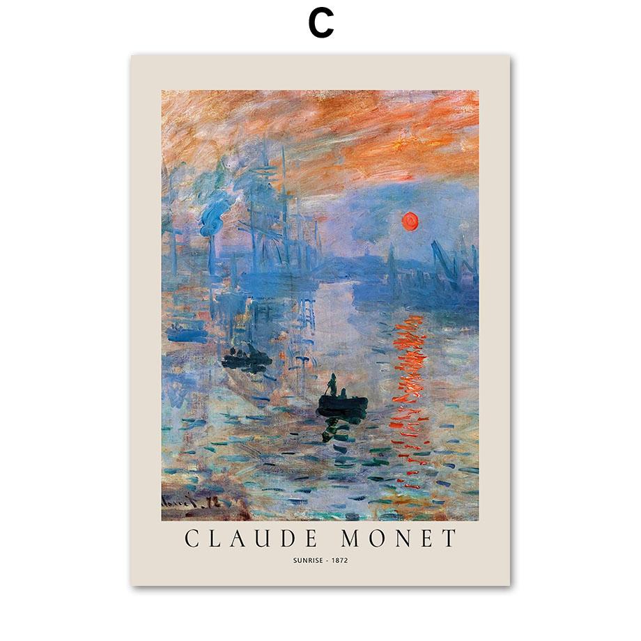Claude Monet Abstract Retro Impressionist Wall Art, Canvas Nordic Posters and Prints, Wall Pictures for Living Room Decor