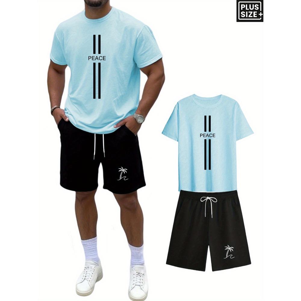 

Summer New Hot Selling Men s Fitted Short Sleeved and Shorts Set with Printed Patterns, Casual, Fashionable and Comfortable Design XXL