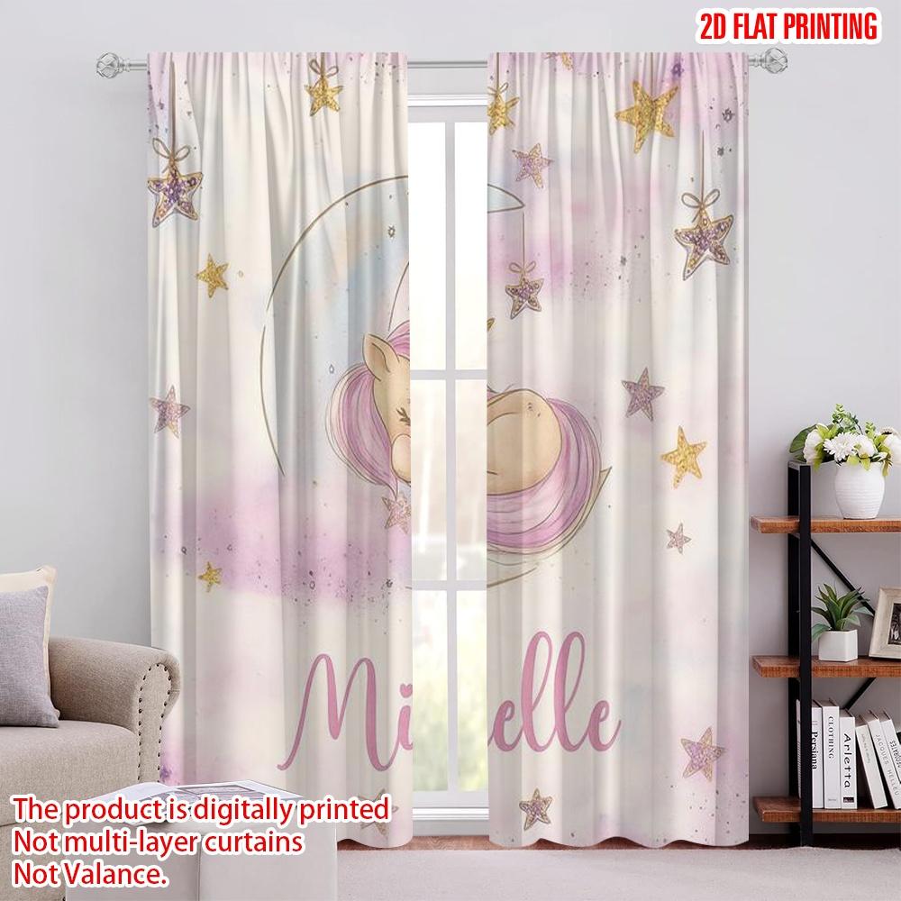 

2 шт., 2D печать на плоскости Шторы Рулонные шторы Мечтательный единорог Полиэстер (без удилища) Декор для дома для спальни, гостиной, 52.50 × 116.00 cm 2 pcs