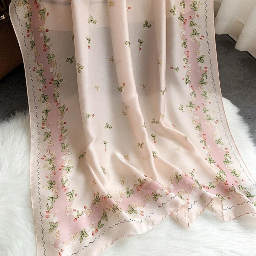 Luxury Large Scarf For Women Fashion Beach Wraps Shawl Elegant Floral Printed Hijab For Travel Imitation Silk Scarves
