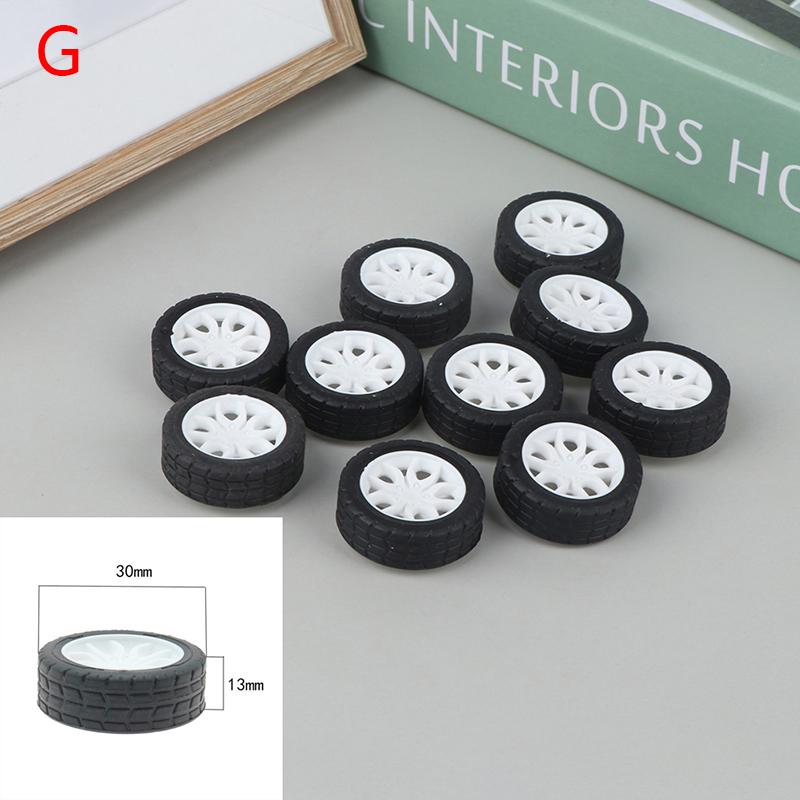 10Pcs Pc Toy Wheel Rubber Rim Tyres Diy Mini Technology 4Wd Colorful Tires Hole