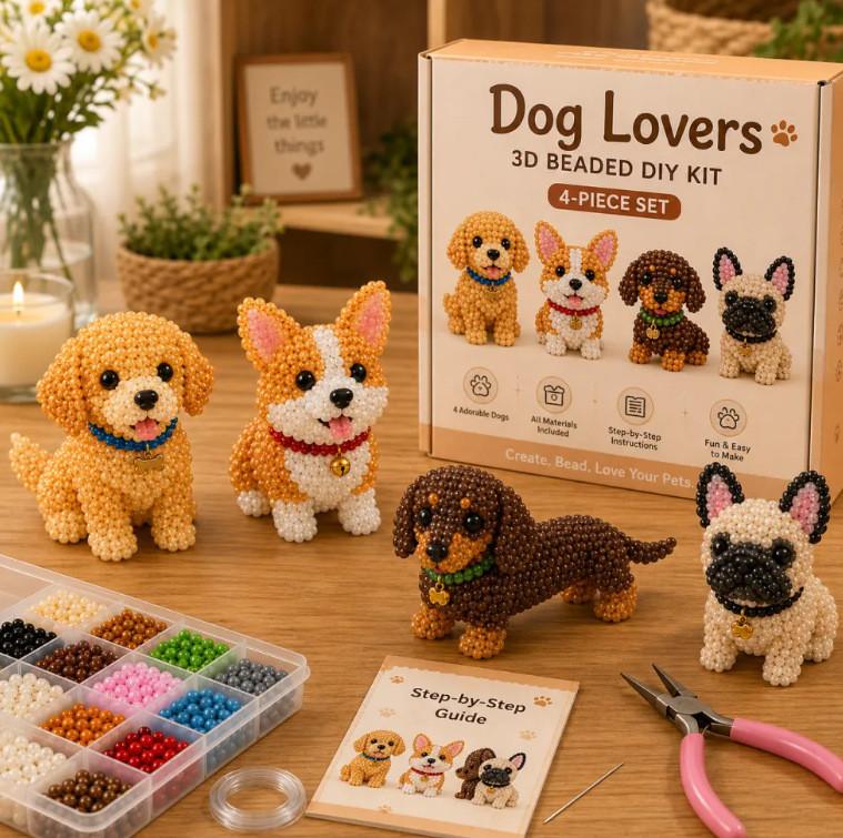 Kleines 3D-Tier-Bastelset mit Perlen und Kunststoffmaterialien für DIY-Tierdekoration und Kinderkreativität