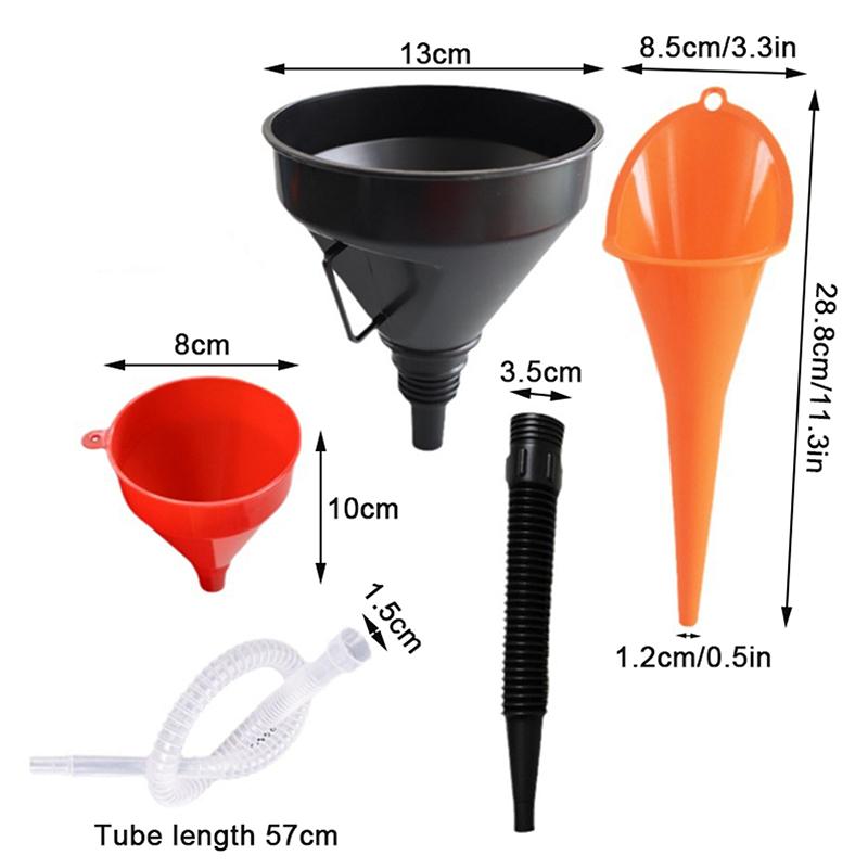 Car Plastic Funnel Set Wide-Mouth Fuel And Oil Multi-Purpose Flexible Right-Angle Funnel For Coolant And Oil