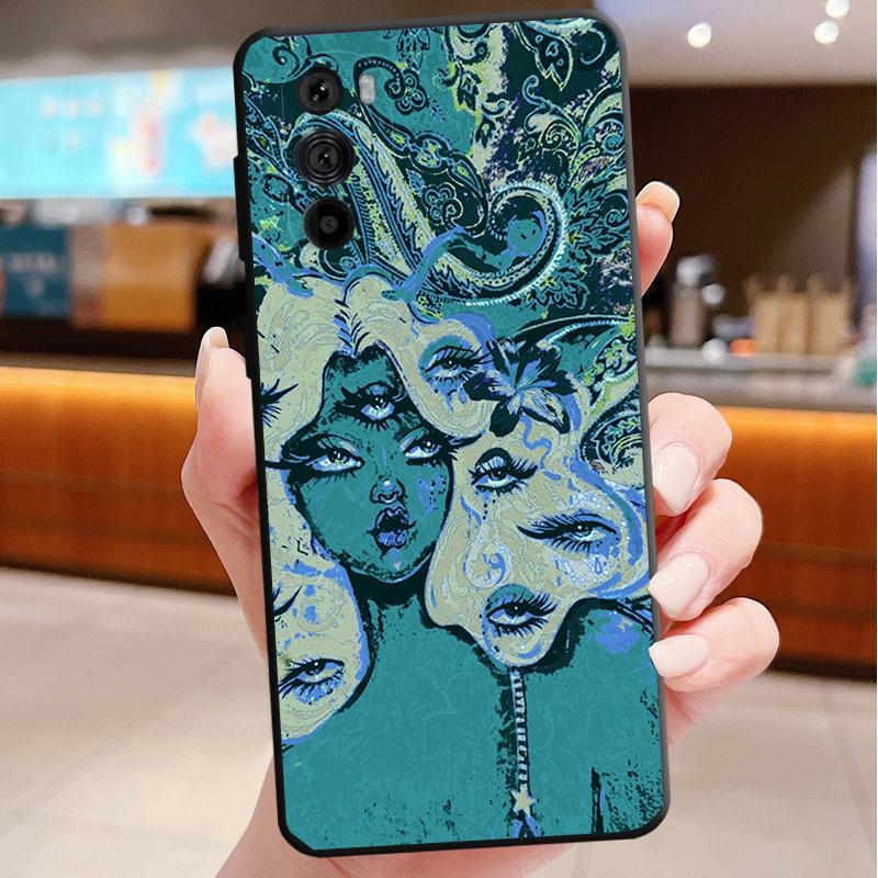 Trippy Blue Alien Eyes Phone Case For Motorola Edge 60 50 40 Pro 60 50 40 30 Ultra Neo Fusion Moto G Play G Stylus G Carcasas