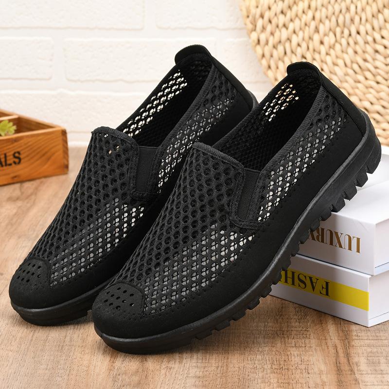 2014 Summer Loafers Male Tennis Shoes Breathable Mesh Surface Middle-aged Daddy Soft Bottom Anti-slip Elderly Leisure Men Shoes