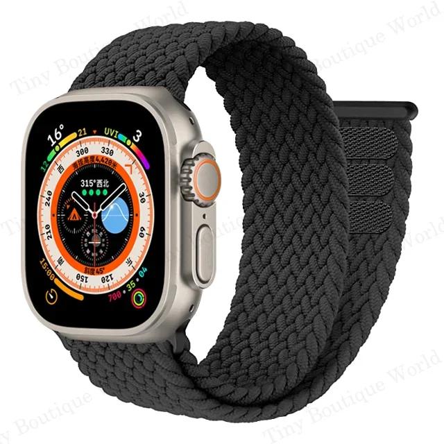 Braided Solo Loop For Apple watch Bands 40mm 44mm 49mm 45mm 41mm 38mm 42mm Elastic bracelet iWatch series 9 8 7 se Ultra 2 Strap