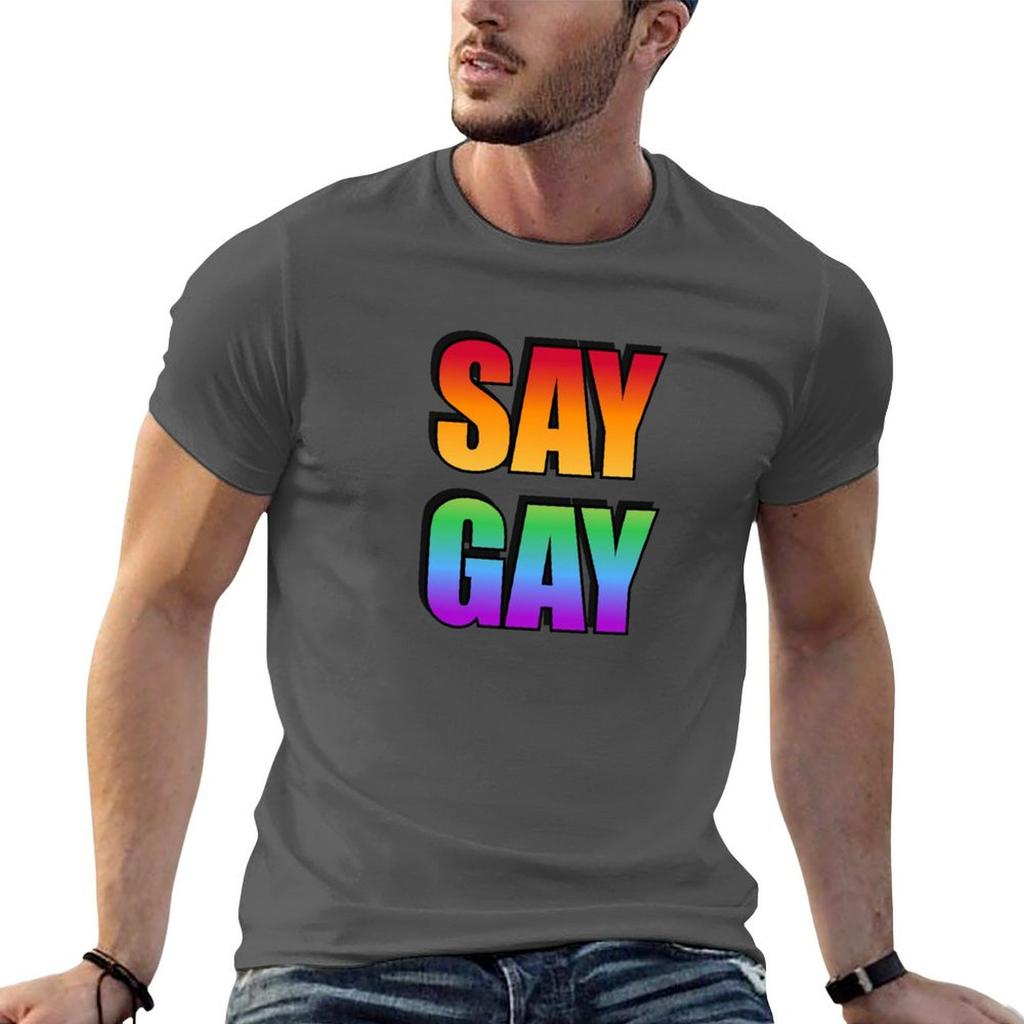 Say Gay Rainbow Tshirt Plus Size Outdoor Casual Top