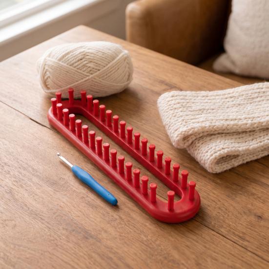 Plastic Knitting Loom Long Hook Set, Beginner for DIY Hat Wool Supplies Scarf Shawl, Rectangular Yarn Weaving with Crochet Kit