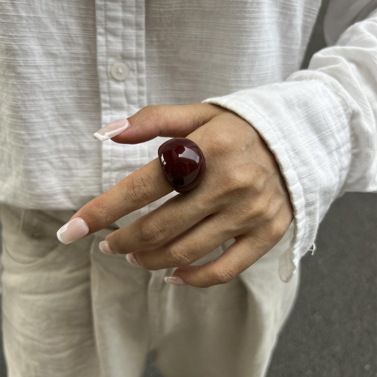

Vintage Smooth Water Drop Resin Plastic Rings for Women Fashion Boho Geometric Finger Rings Aesthetic Party Irregular Jewelry