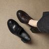 Hand-clutched Sheepskin High-heeled Versatile Deep-mouth Single Shoes Women's 2025 Autumn New British Retro One-pedal Thick-heeled Loafers
