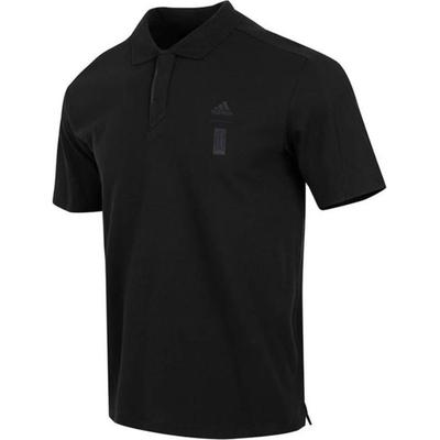 Polo a Maniche Corte Casual Tinta Unita con Stampa Mini-Logo Uomo Top Nera HM2952