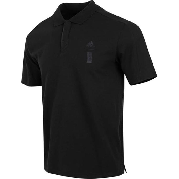 Adidas Pure Color Casual Mini-Logo Print Short Sleeve Polo Shirt Men Tops Black HM2952