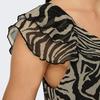 Schwarzes Zebra-Top mit Rüschenärmeln für Damen – ONLY
