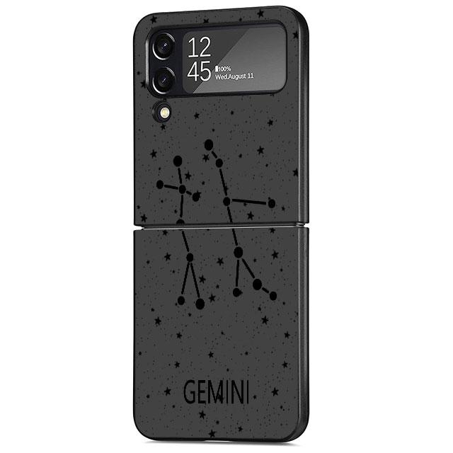 Twelve Constellations Luxury Case For Samsung Galaxy Z Flip 3 4 5G Funda ZFlip 3 Black PC Hard Back Phone Capas