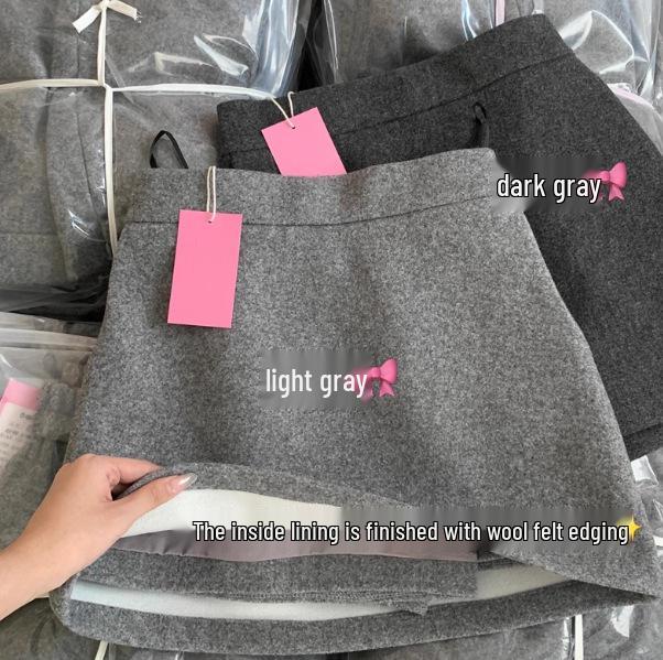 Korean Style High-Waisted A-Line Woolen Skirt for Women, Autumn/Winter, Slimming & Anti-Exposure, Petite Bodycon Short Skirt