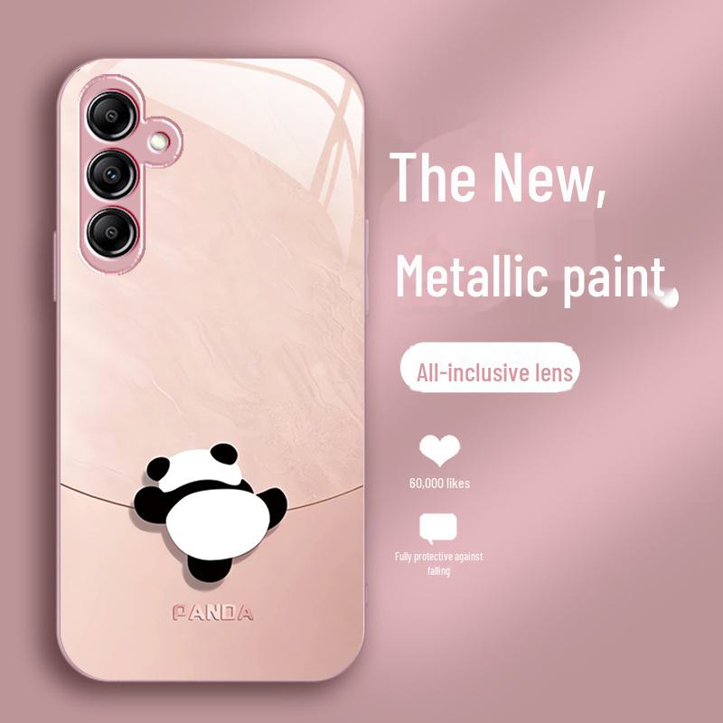 Schützende Flüssigglas-Hülle mit niedlichem Kletter-Panda-Design für Samsung A73, A20s, A51, A32, S21FE - Sturzsicher und All-inclusive-Objektiv.