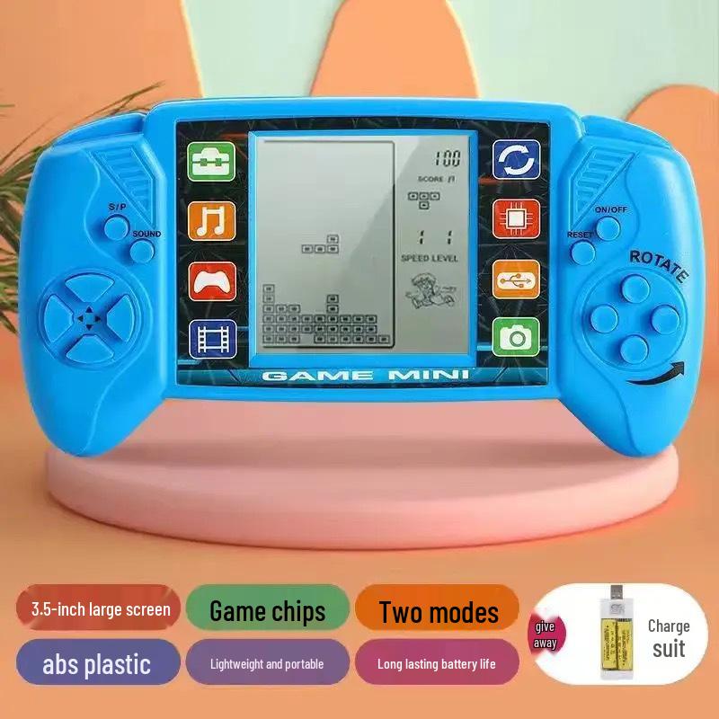 Nostalgic Retro Russian Tetris Handheld Game Console with Large Screen for Children's Play.