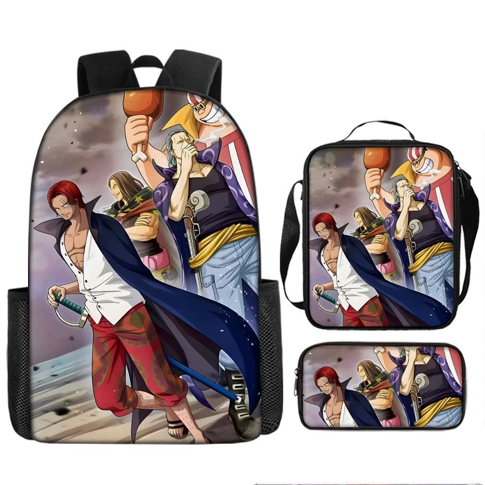 Animation ONE PIECE schoolbag three-piece play peripheral backpack large capacity middle school student outdoor campus computer bag