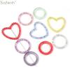20pcs Colorful Acrylic Heart Beads Round Hollow Spacer Loose Beads for DIY Jewelry Making and Handcraft Projects