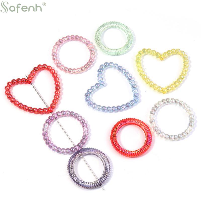 20pcs Colorful Acrylic Heart Beads Round Hollow Spacer Loose Beads for DIY Jewelry Making and Handcraft Projects