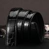 Men's Genuine Leather Crocodile Pattern Belt with Automatic Buckle - Business Style