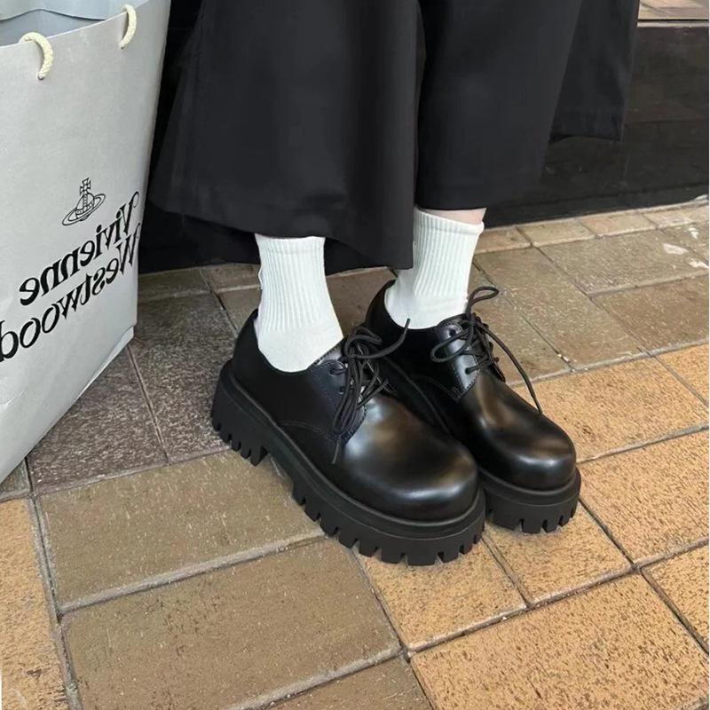 

Мужские черные матовые дерби на толстой подошве, увеличивающие рост - Универсальная кожа высокого класса в британском формальном стиле 37