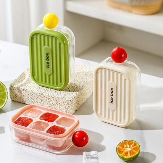 6 Compartments Ice Cube Maker, Ice Cube Mold with Sealed Flip Cover, Easy Demolding Food Grade Stackable Design Ice Tray