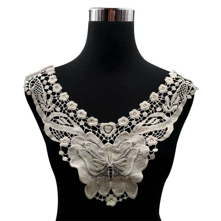 Col en dentelle hydrosoluble, col brodé en soie polyester, corsage creux tridimensionnel, faux col en dentelle.