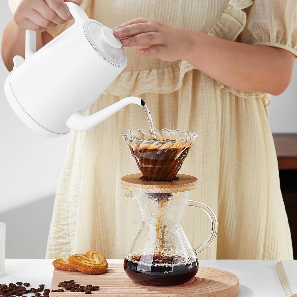 Pokaro Tea Coffee with Paper Bamboo for Perfect for Homemade Drip Ideal for and a Perfect Gift for Cafes Dripper, Heat-Resistant Glass, Filters,