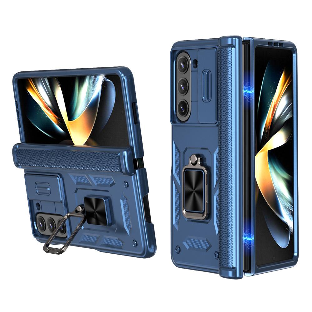 Hinge Protection Phone Case for Samsung Galaxy Z Fold 6 5G Heavy Duty Protective Cover with 360° Magnetic Ring Stand Kickstand